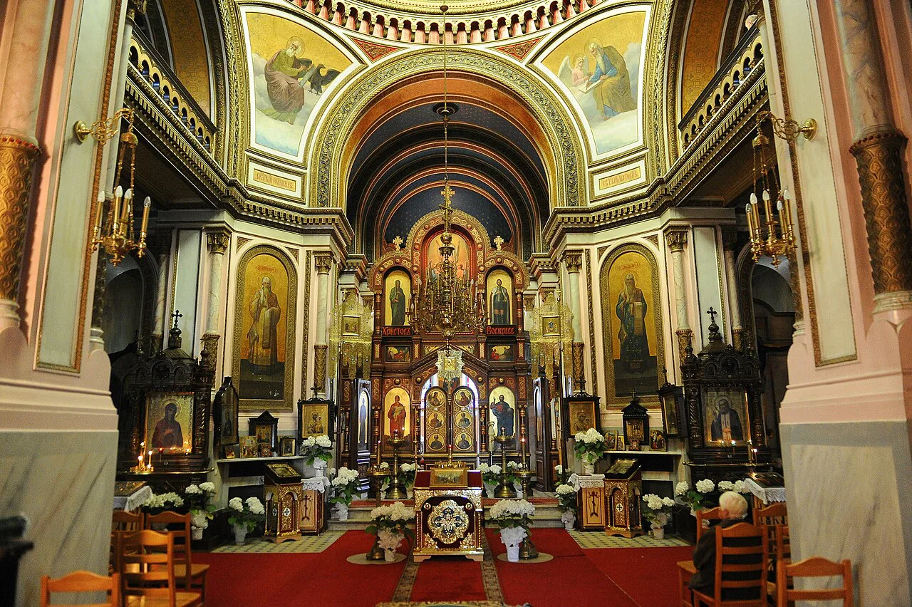The iconostasis inside the Alexander Nevsky Orthodox Cathedral in Łódź.