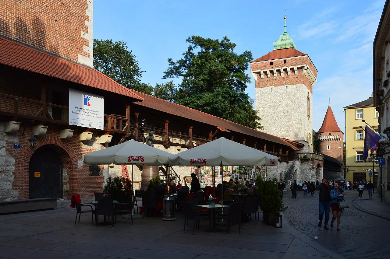 St Florian's Gate and the old city walls in Kraków.
