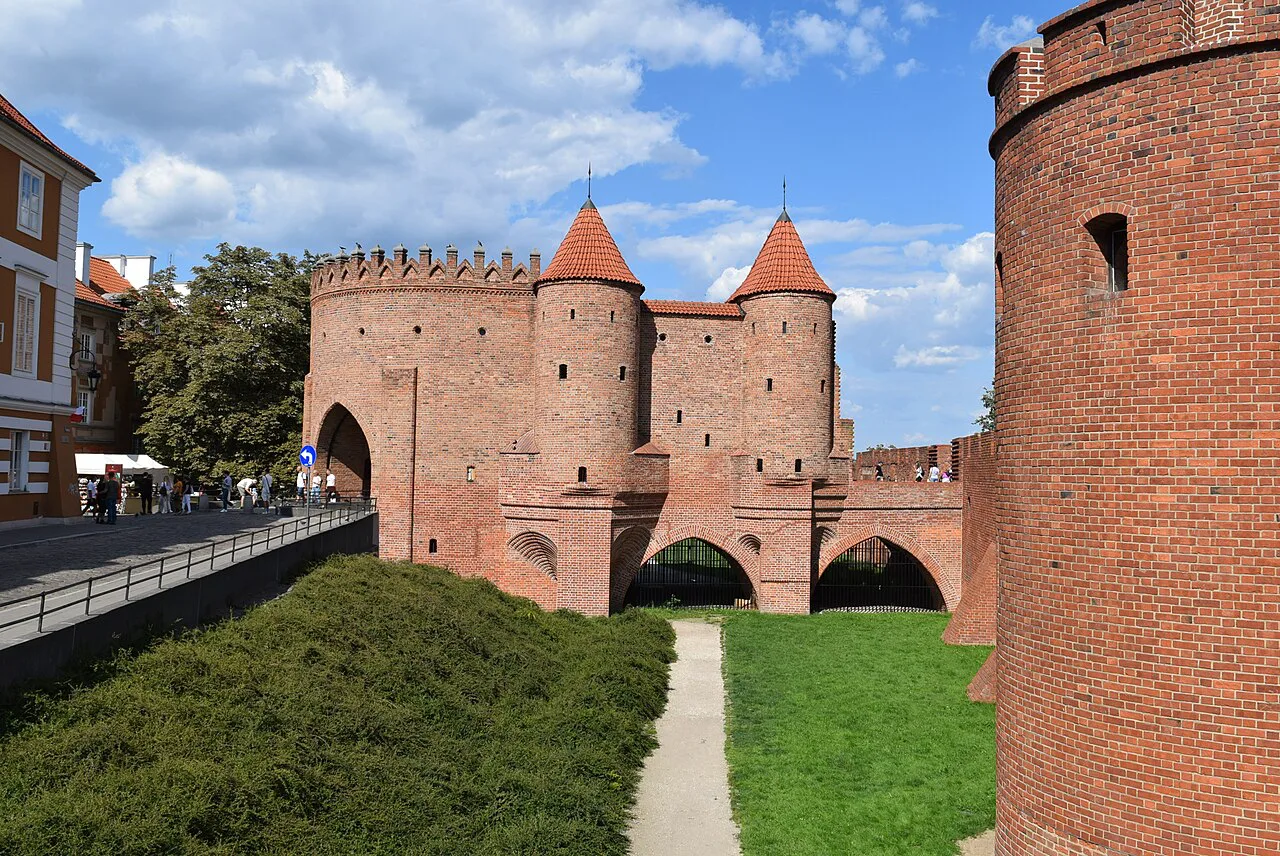 The Barbican and the Old Town walls in Warsaw.
