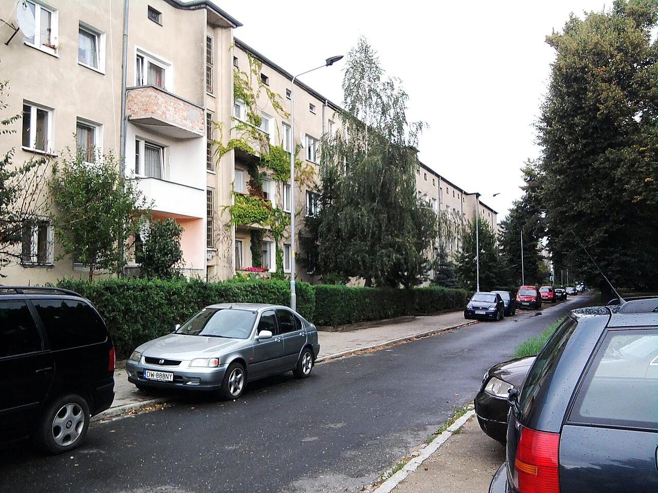 A residential street in the Biskupin estate, Wrocław.