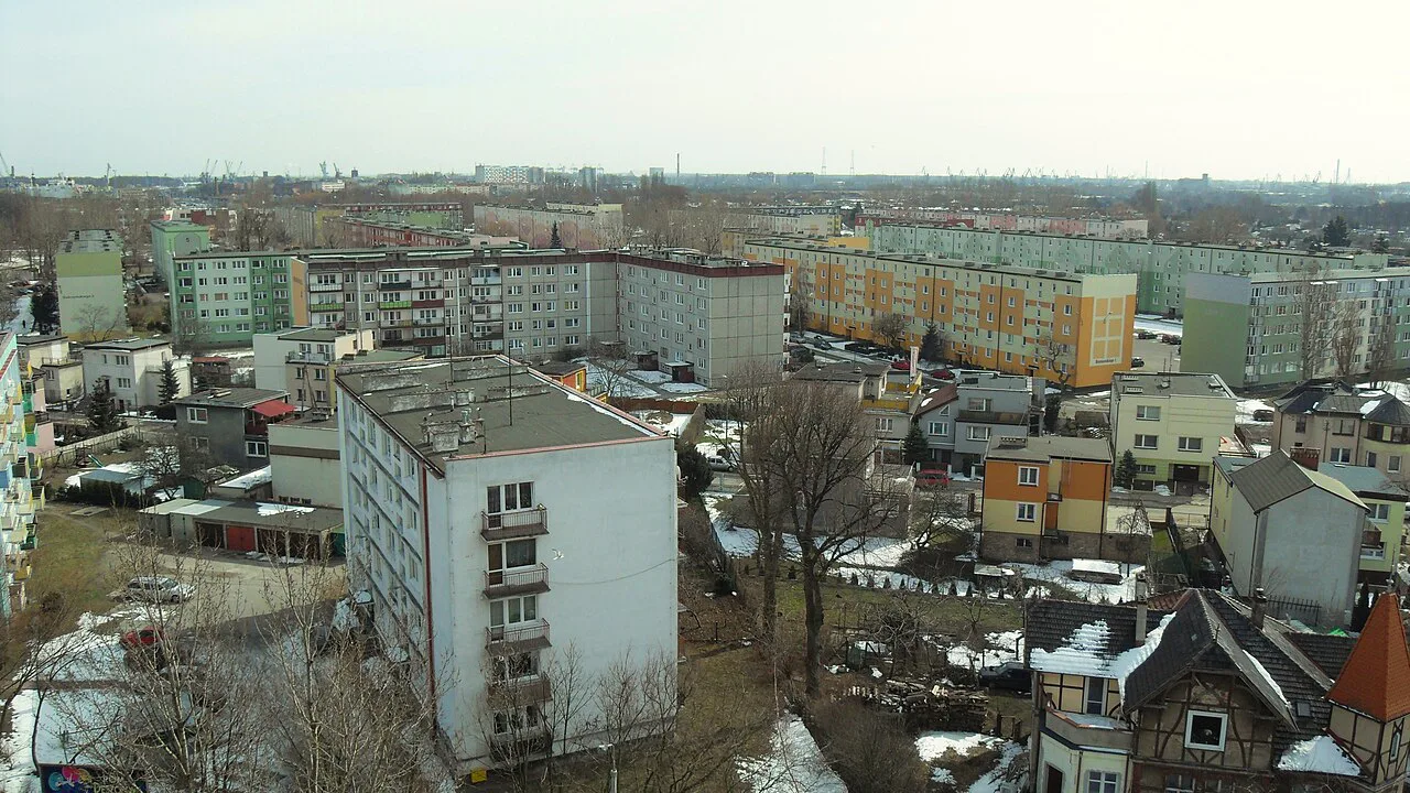 Brzeźno in Gdańsk seen from above.