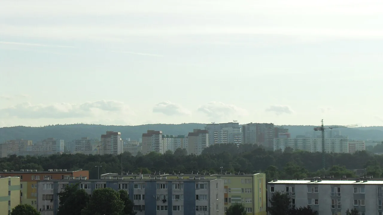 Brzeźno in the foreground with Zaspa behind, Gdańsk.
