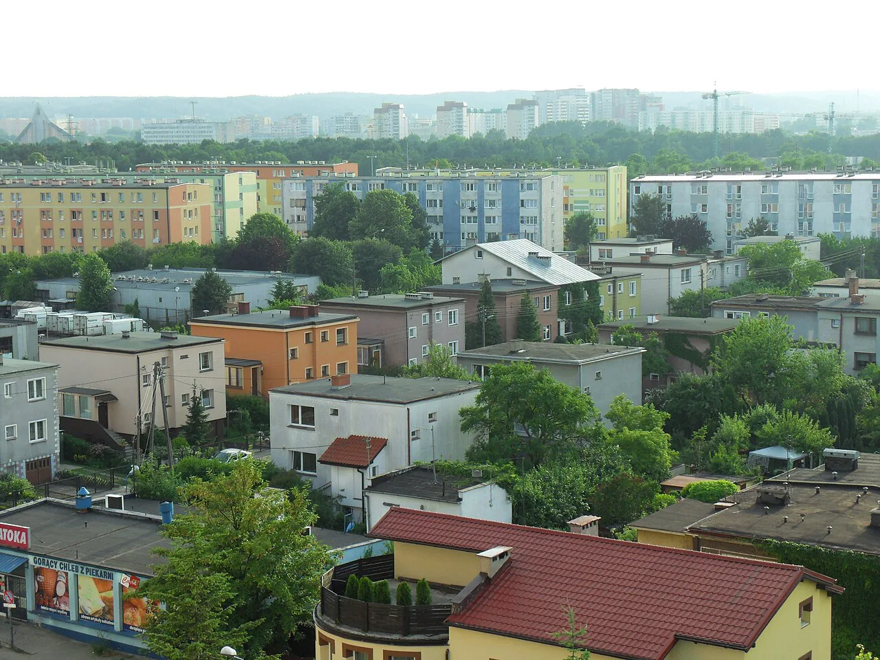 Rooftops and apartment buildings in Brzeźno, Gdańsk.