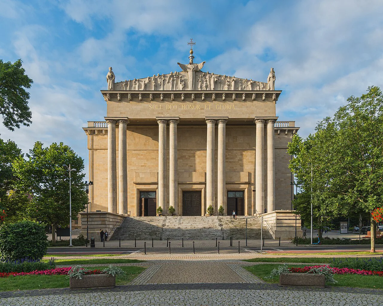 The façade of the Cathedral of Christ the King in Katowice.
