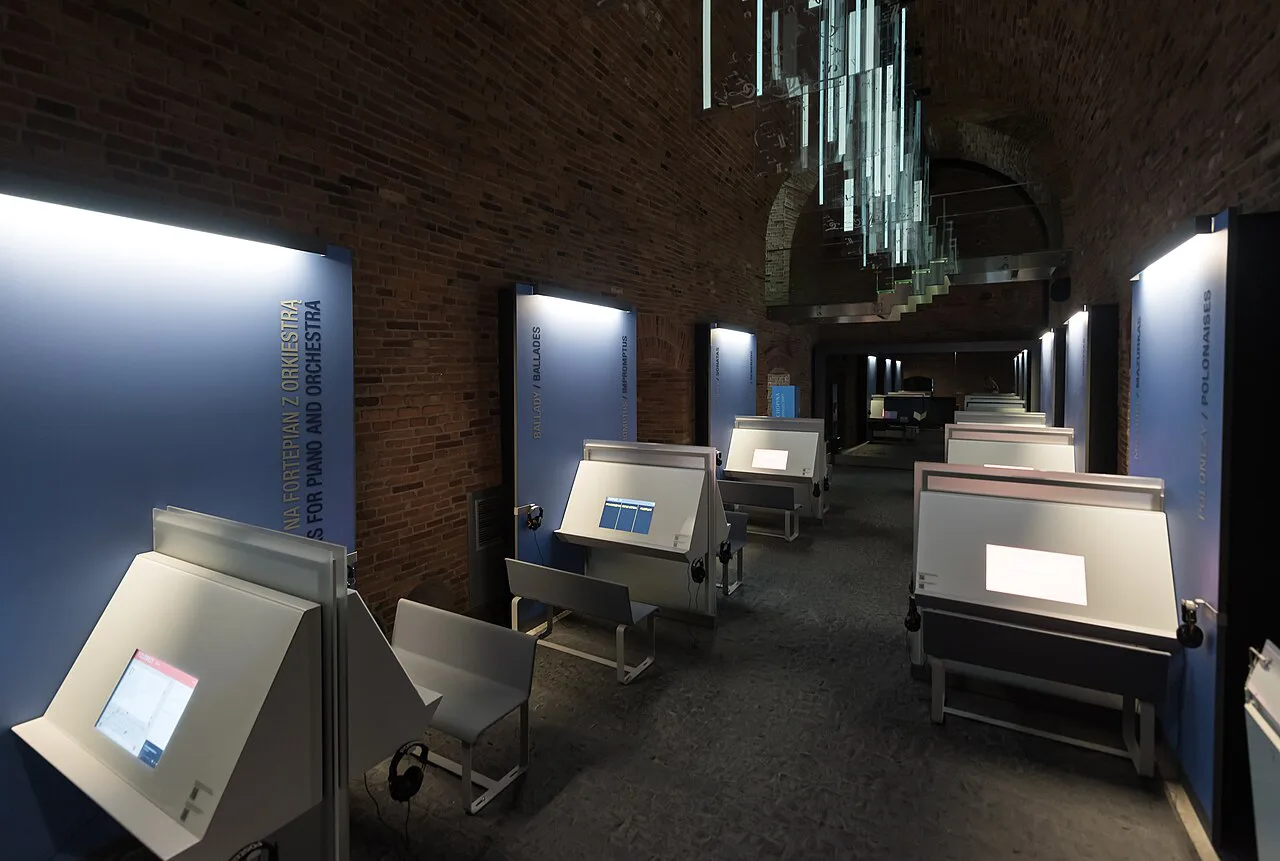 An exhibition hall inside the Fryderyk Chopin Museum in Warsaw.