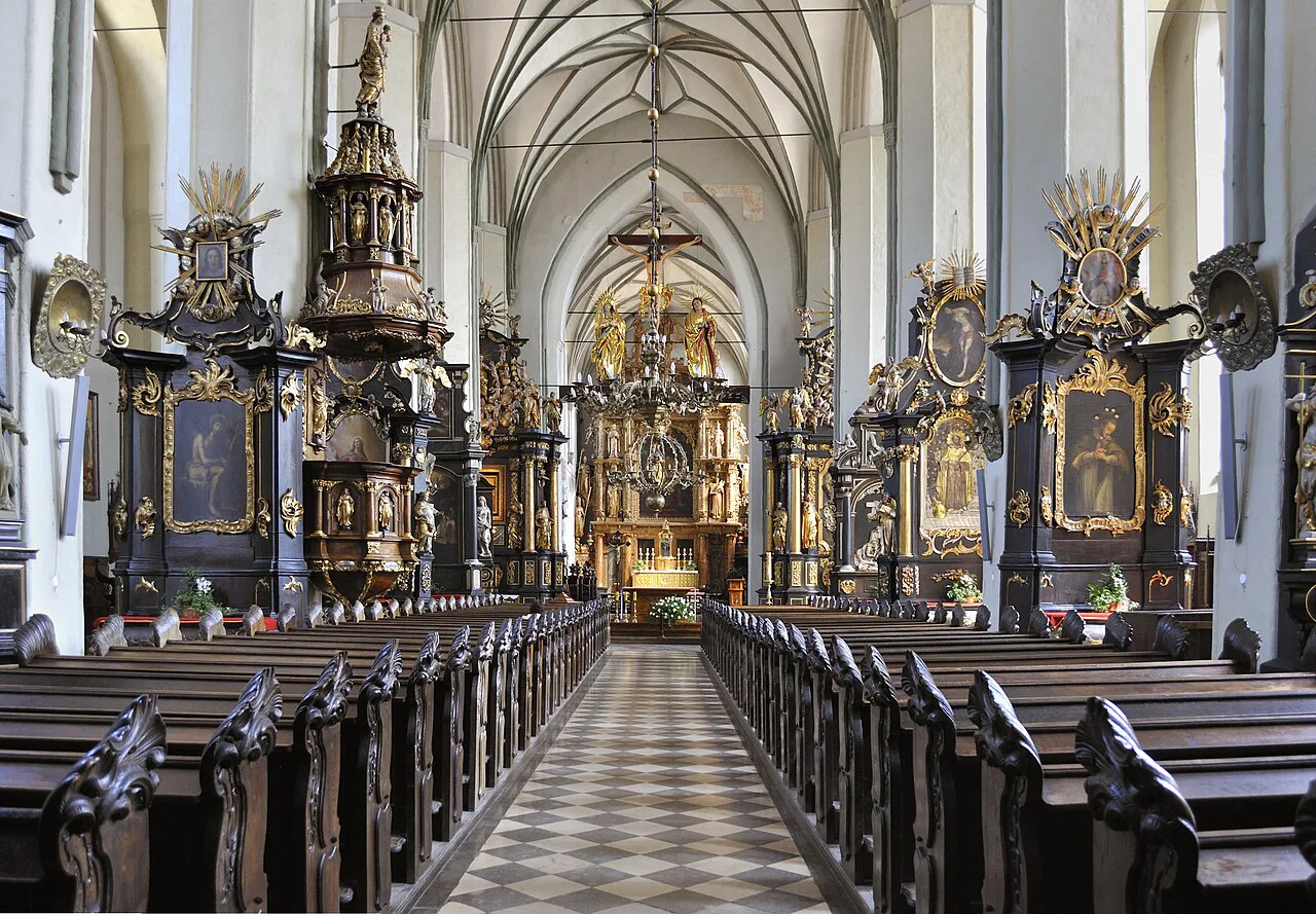 The nave and altars of St Nicholas Church in Gdańsk.
