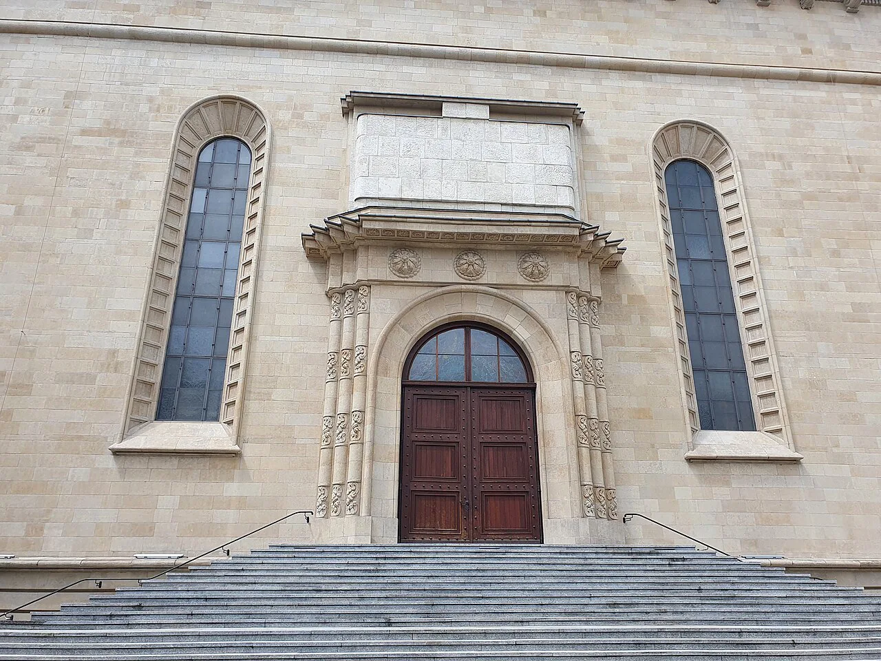 A side entrance of the Cathedral of Christ the King in Katowice.