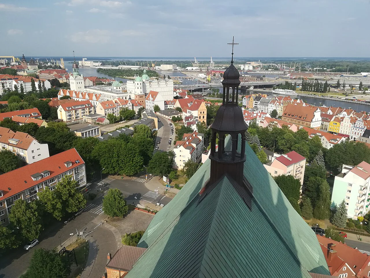 View over Szczecin from the tower of the cathedral.
