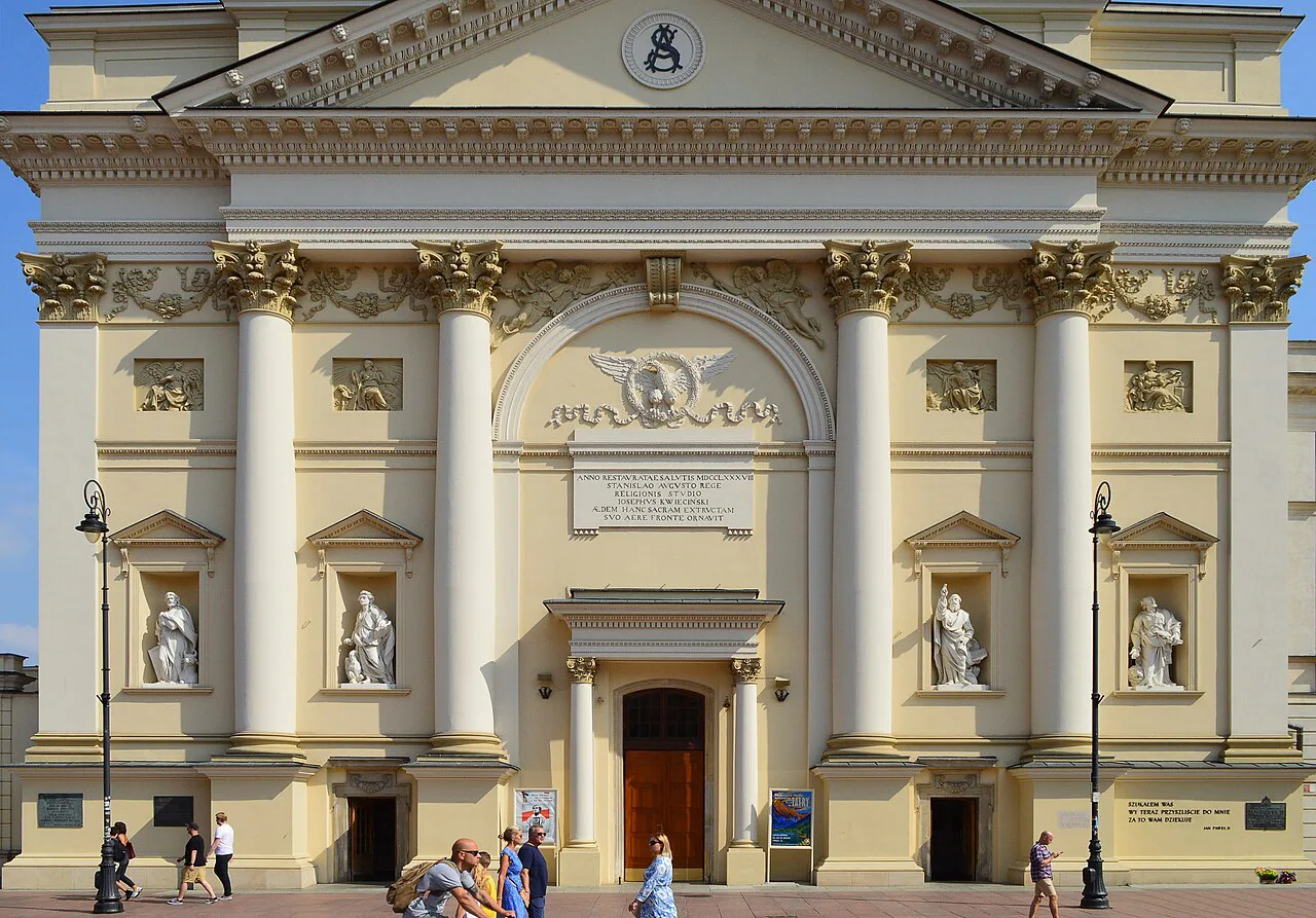 The façade of St Anne's Church in Warsaw.