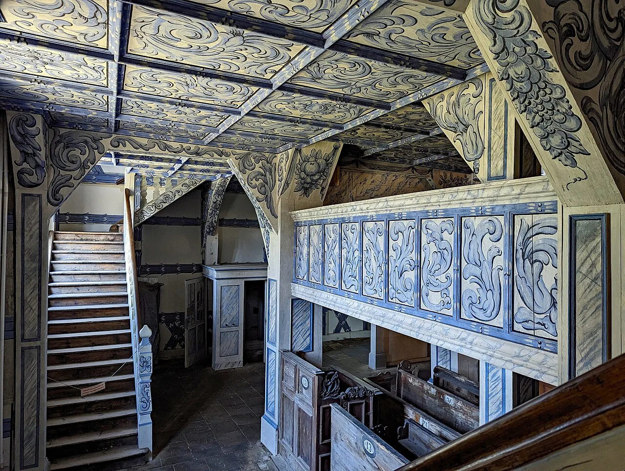 Painted wooden galleries inside the Church of Peace in Jawor.