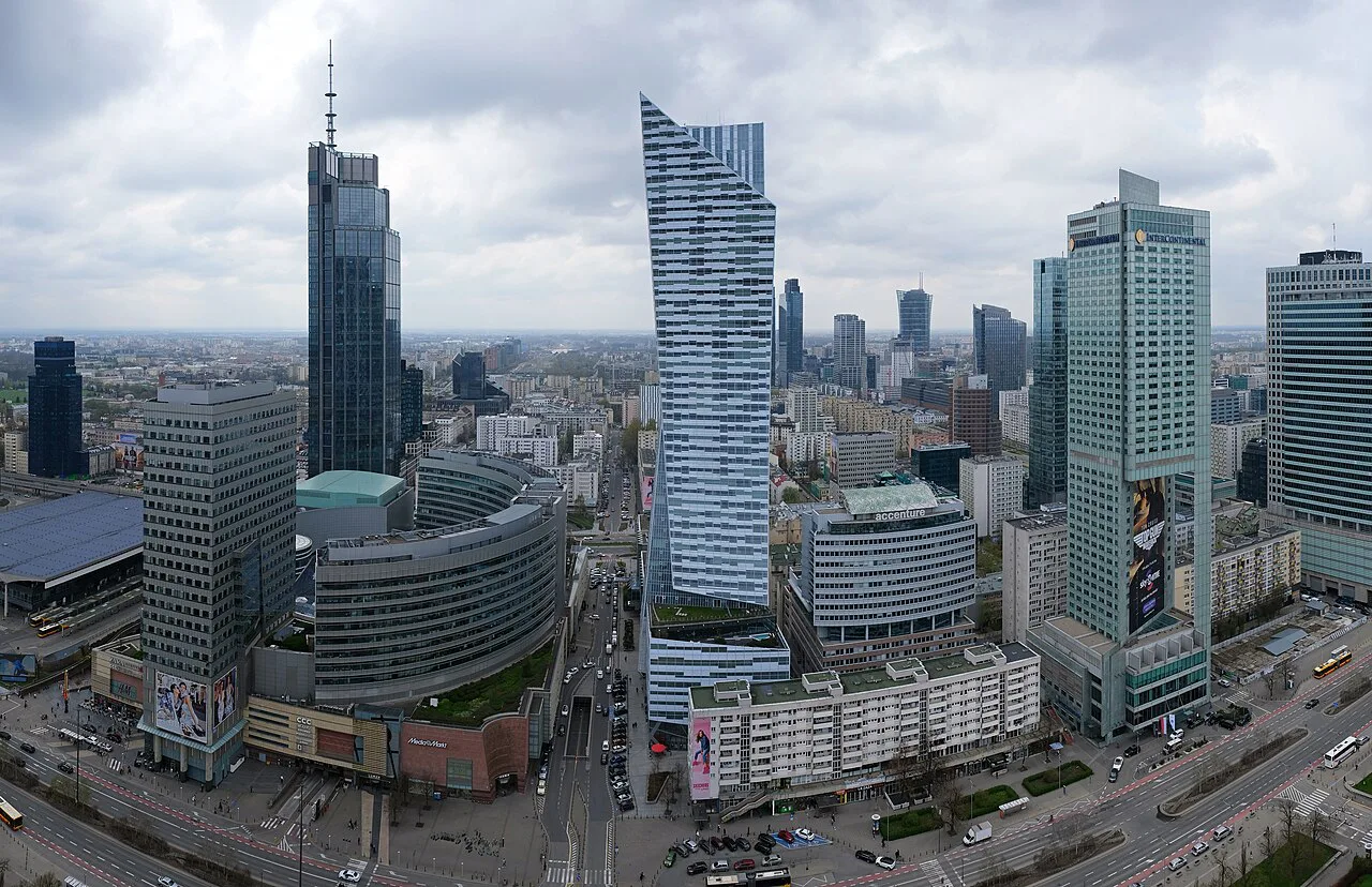 Central Warsaw seen from the Palace of Culture and Science.