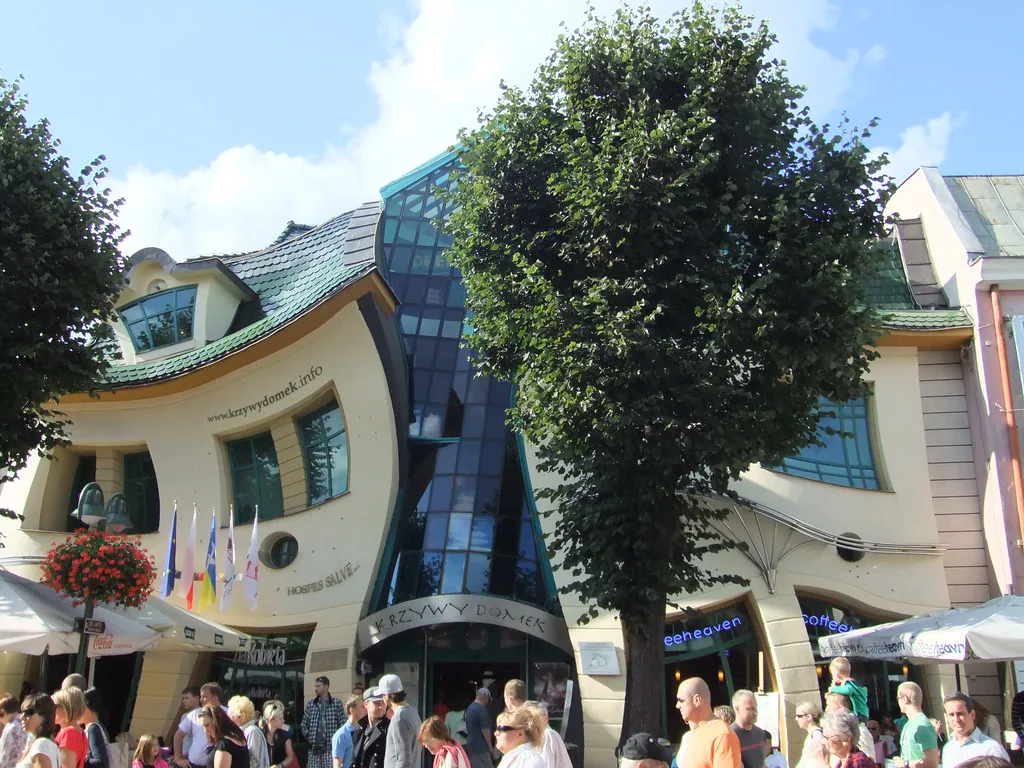 The Crooked House on Monte Cassino Street in Sopot.