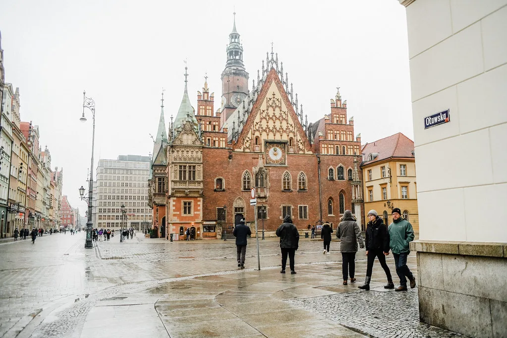 The Old Town Hall seen from a side street off Wrocław's Market Square.