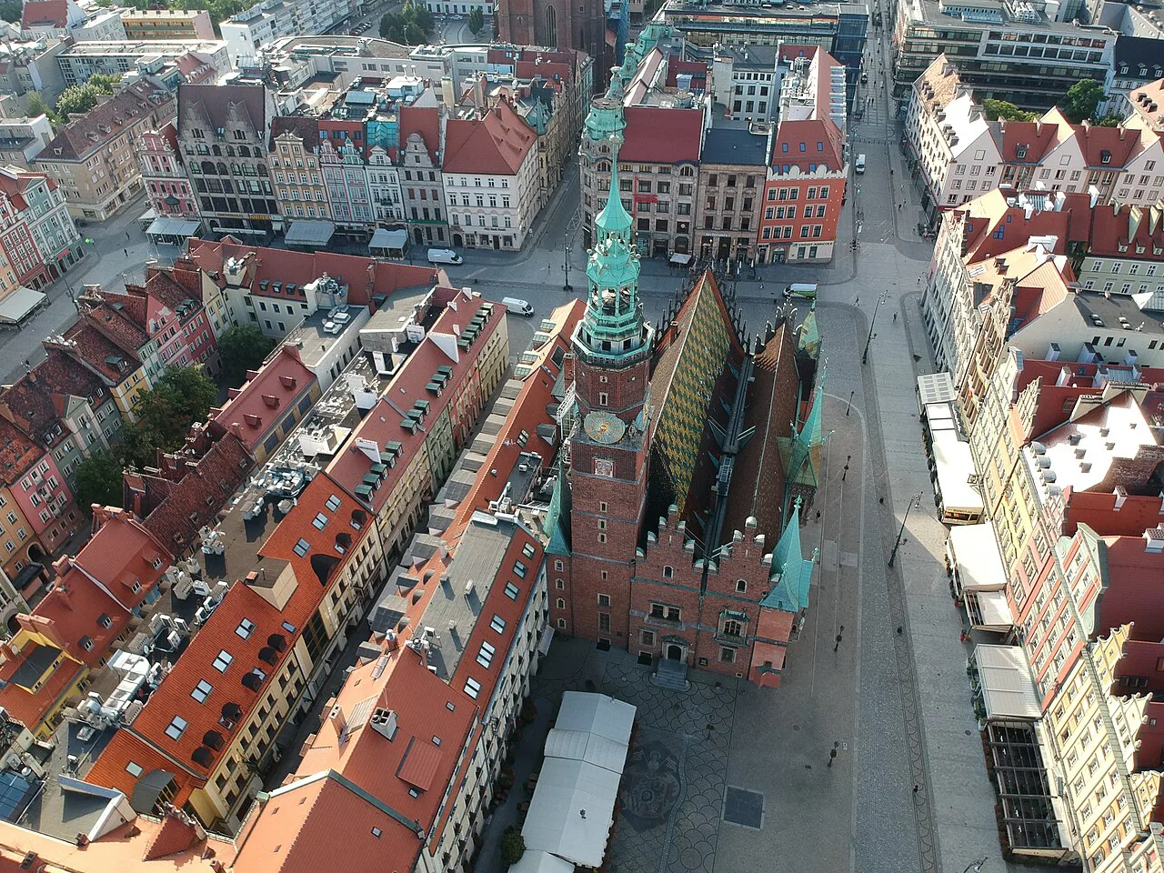 Wrocław's Market Square seen from above.