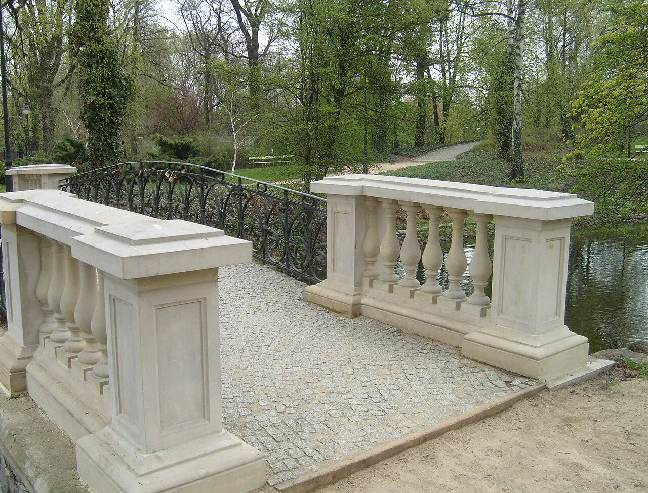 A small bridge over the pond in Ujazdowski Park, Warsaw.