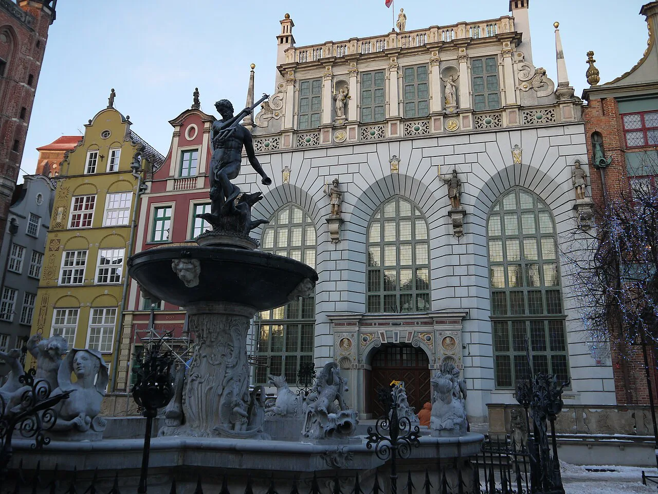 Neptune's Fountain in front of Artus Court in Gdańsk.