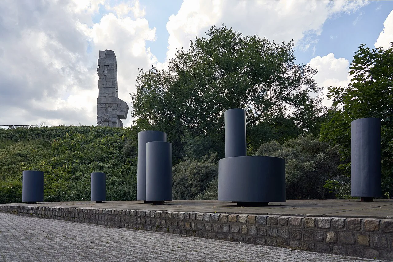 Pillars on the approach to the Westerplatte Monument in Gdańsk.