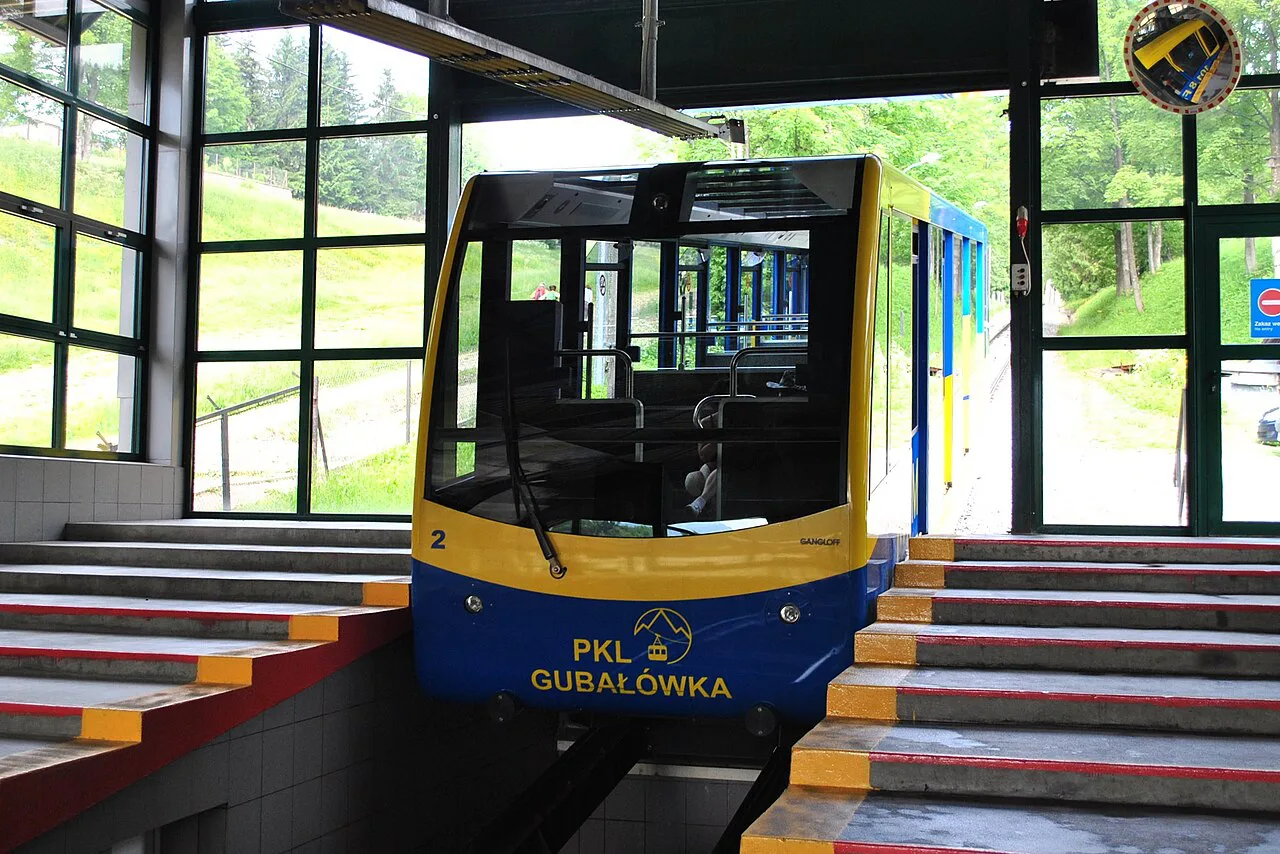 A funicular car of the Gubałówka railway in Zakopane.