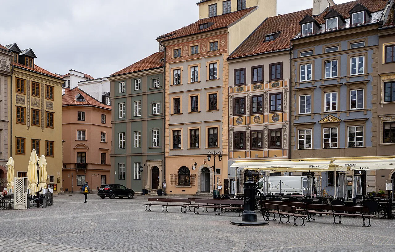 Colourful townhouses on Warsaw's Old Town Market Square.