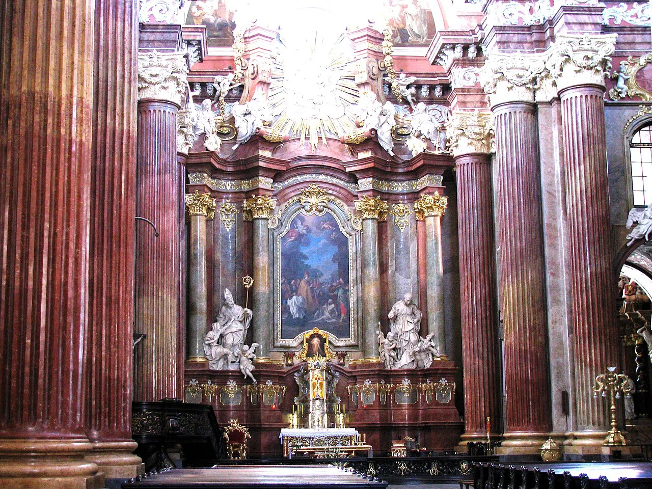 The Baroque interior of the Church of St Stanislaus in Poznań.