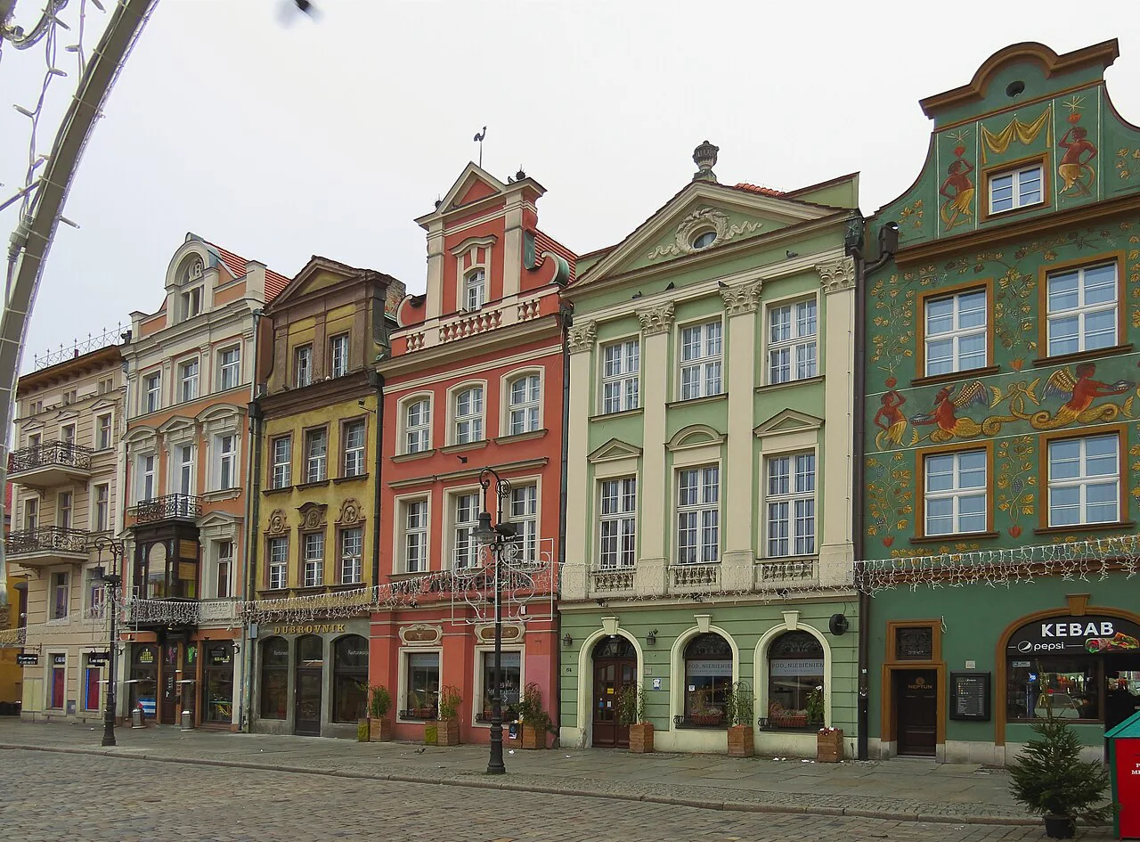 Colourful houses at 61–66 Old Market Square in Poznań.