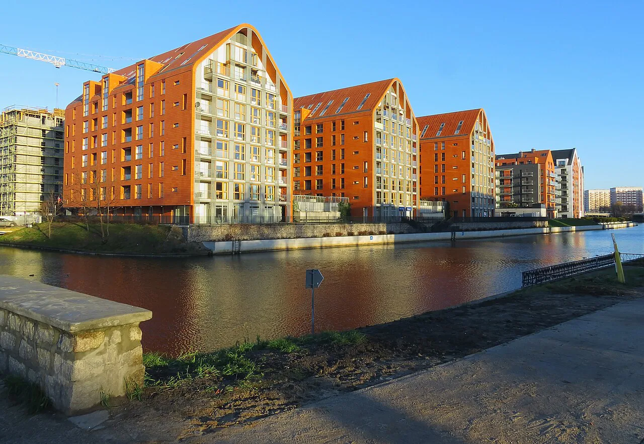Apartment buildings on Granary Island in Gdańsk.