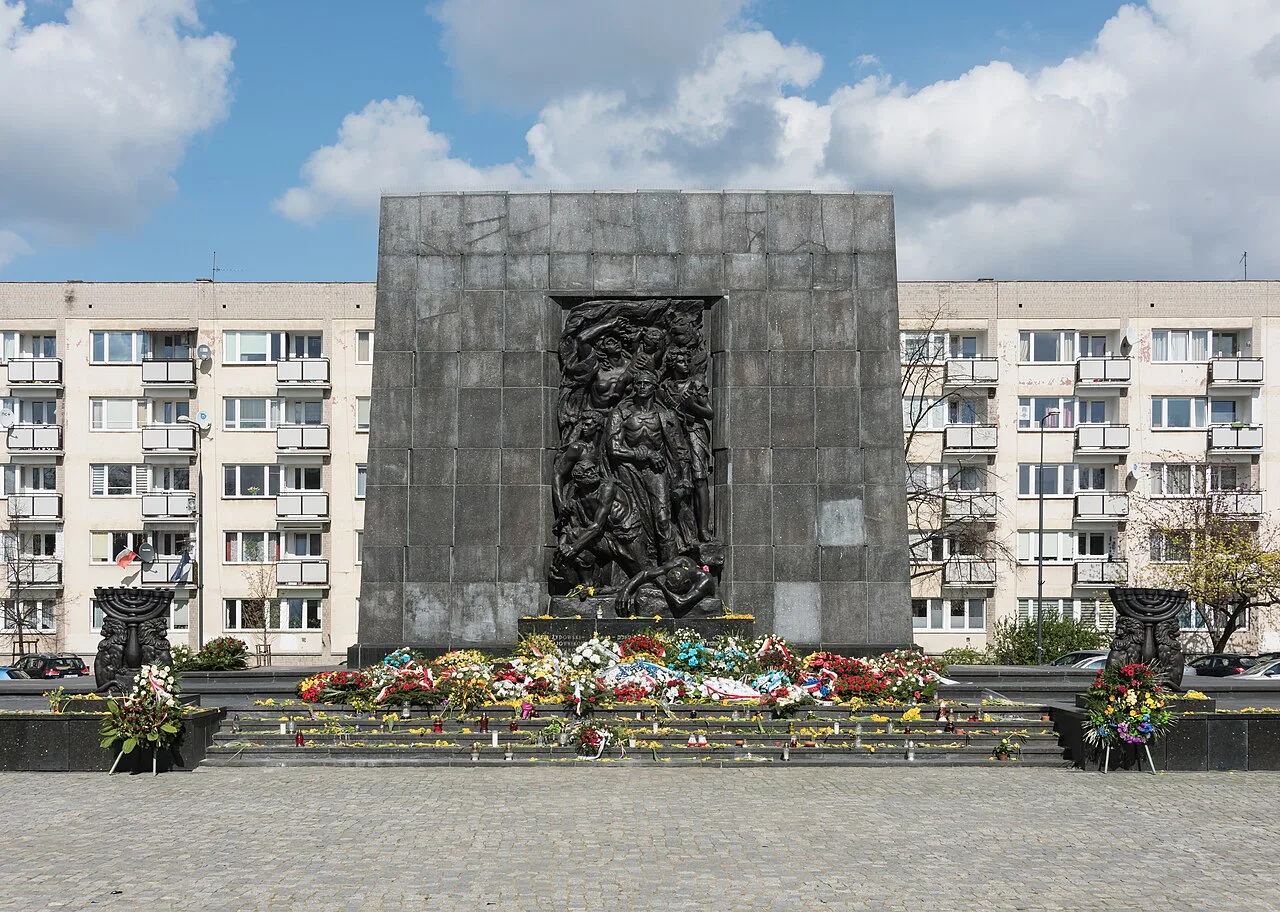 The Monument to the Ghetto Heroes in Warsaw.