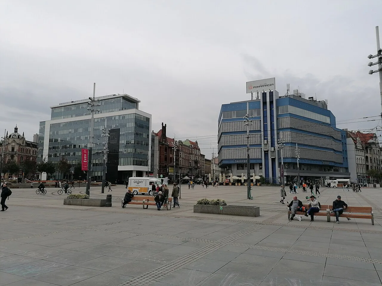 The Skarbek building and the Silesian Press House on the Market Square in Katowice.