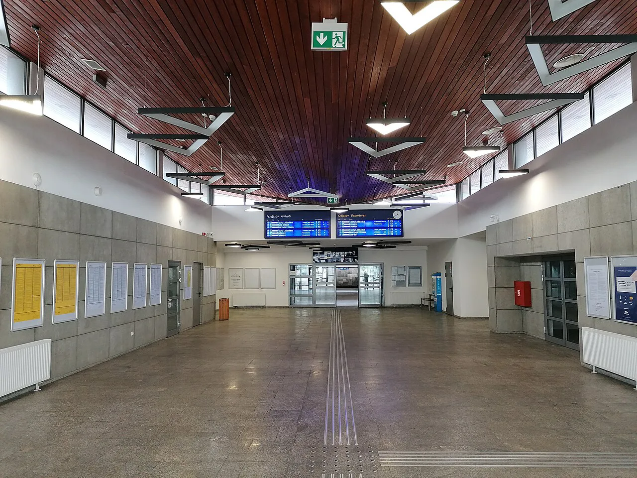 Inside Katowice Ligota railway station.