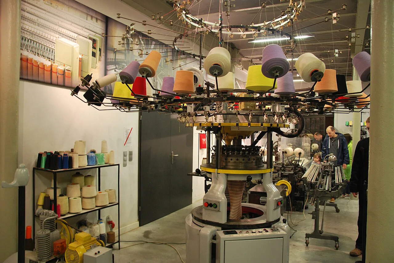 Textile machinery on display at the Central Museum of Textiles in Łódź.