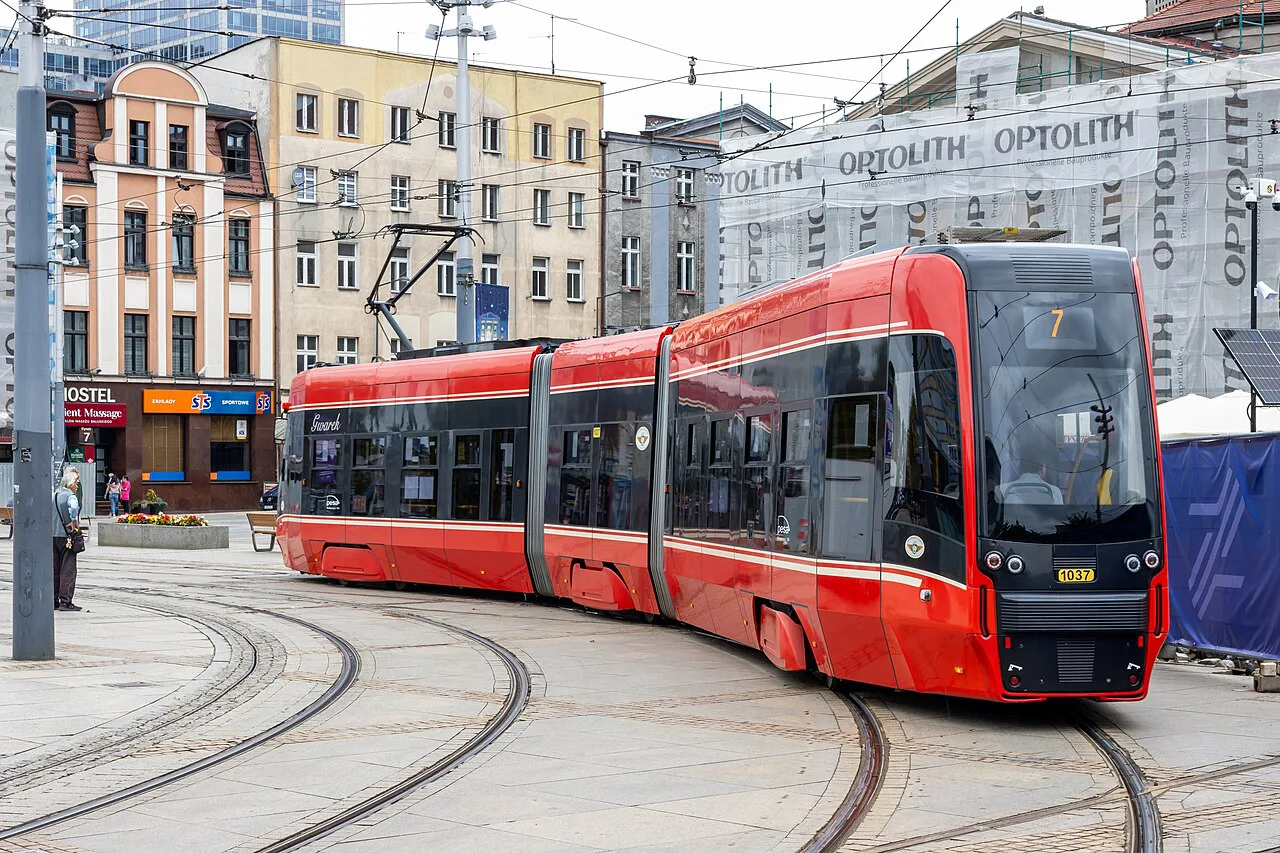 A tram in central Katowice.