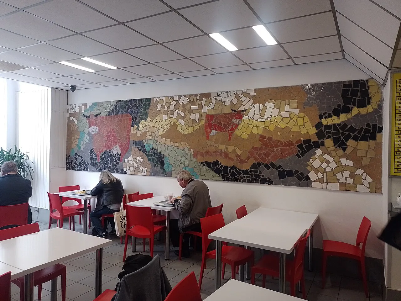 The mosaic wall in the Europa milk bar in Katowice.