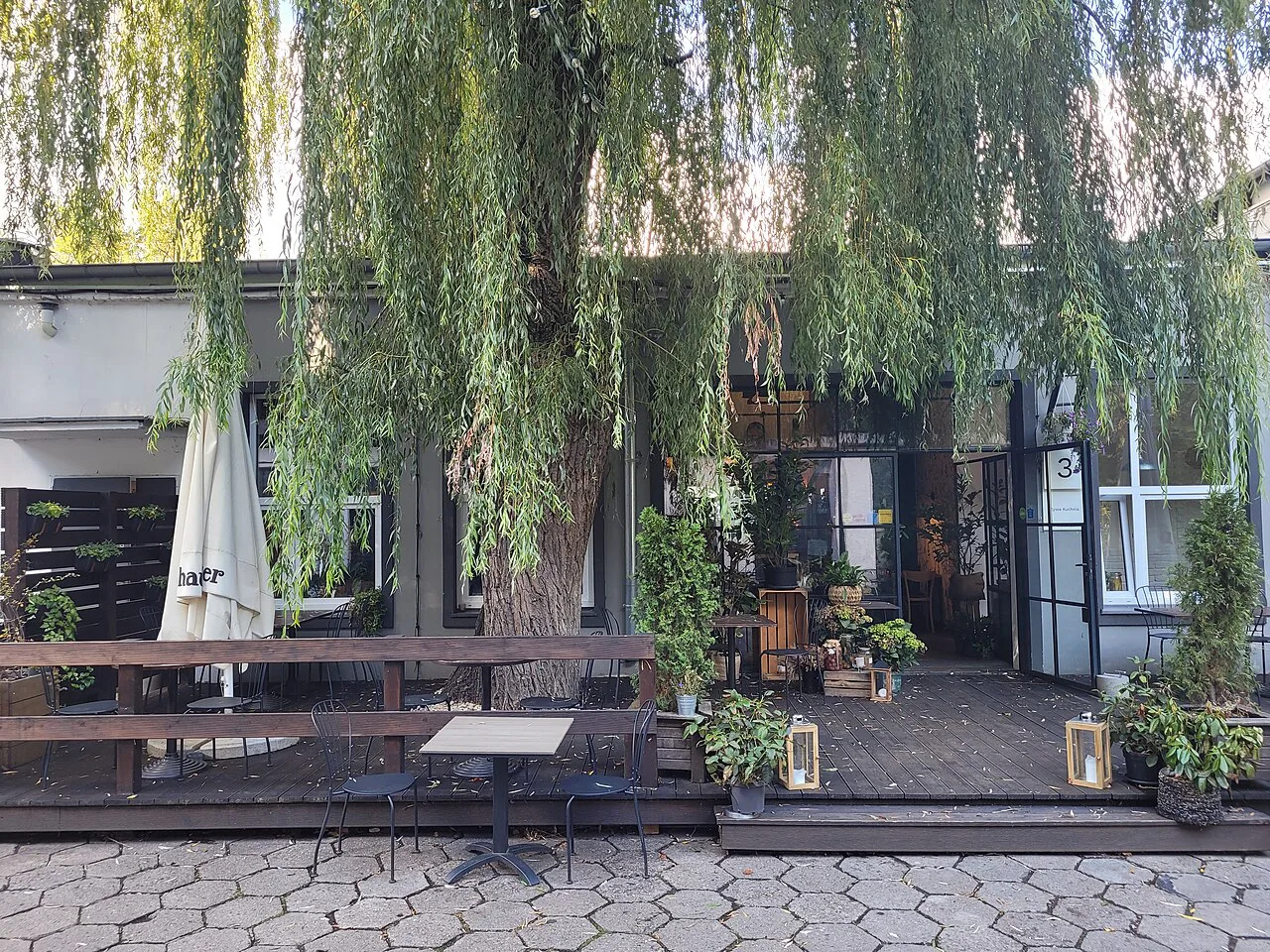 A restaurant terrace at Fort Mokotów in Warsaw.