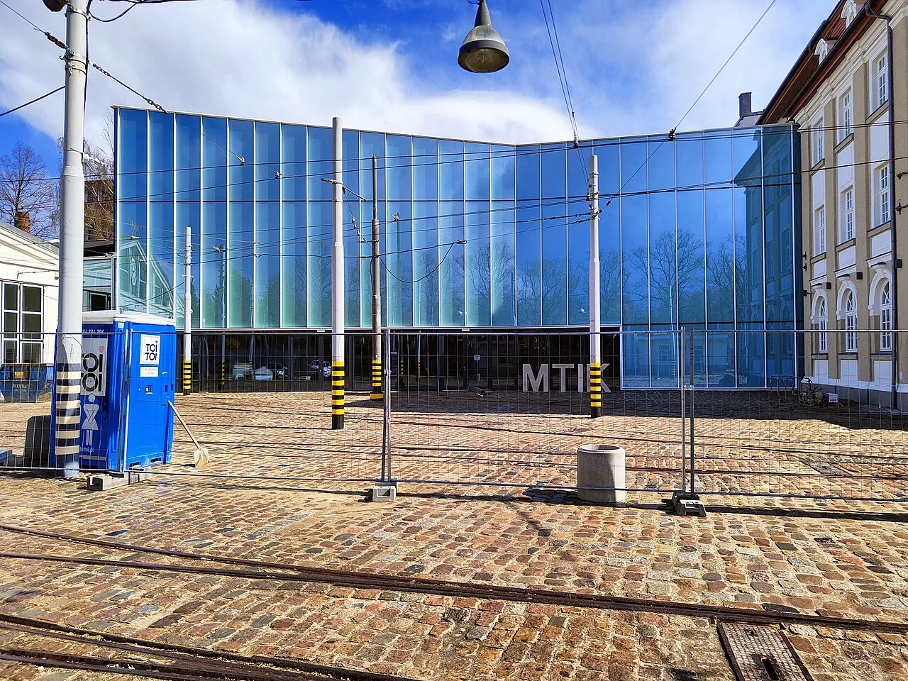 The glass-fronted building of the Museum of Technology and Transport in Szczecin.