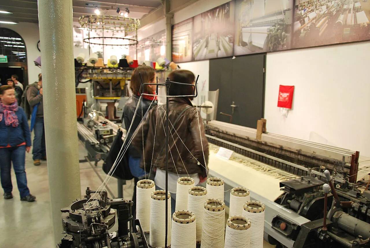 Textile machinery at the Central Museum of Textiles in Łódź.