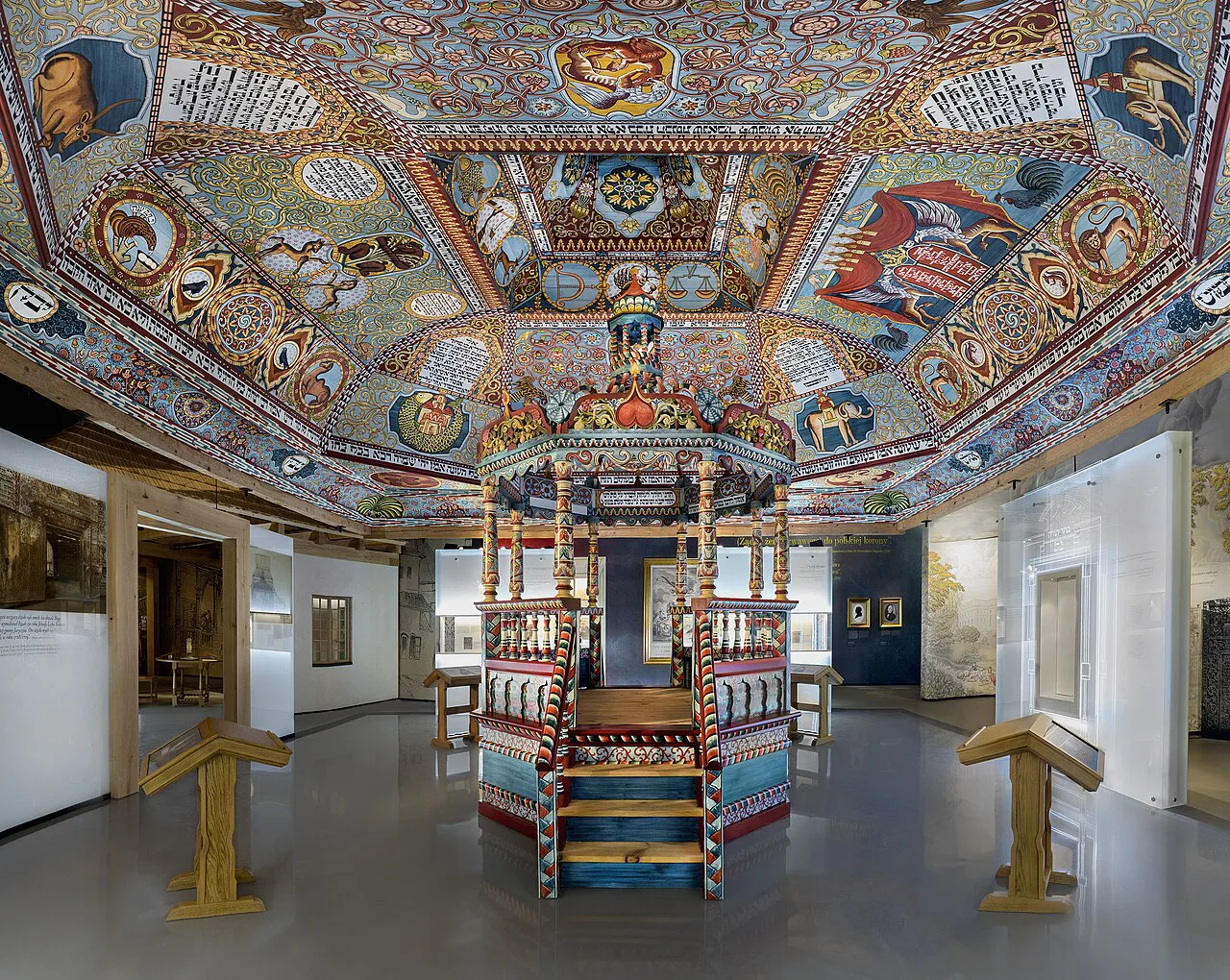 The reconstructed Gwoździec synagogue in the POLIN Museum's main exhibition in Warsaw.
