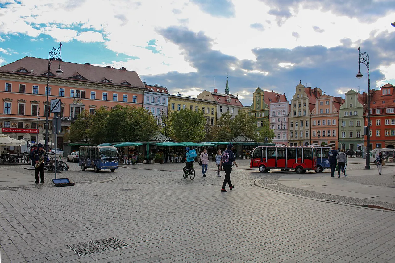 Townhouses lining Salt Square (Plac Solny) in Wrocław.