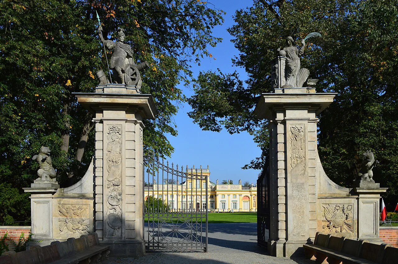 The gate to Wilanów Palace in Warsaw.