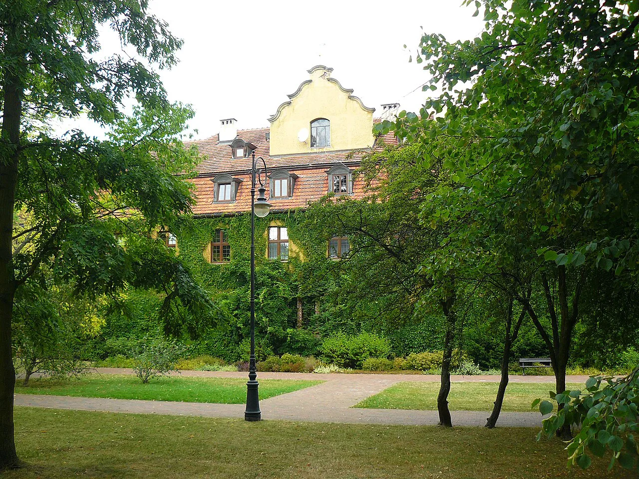 Lawns and paths in Oliwa Park, Gdańsk.