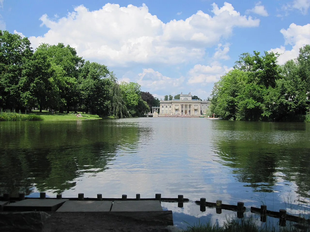 The Palace on the Isle across the lake in Łazienki Park, Warsaw.