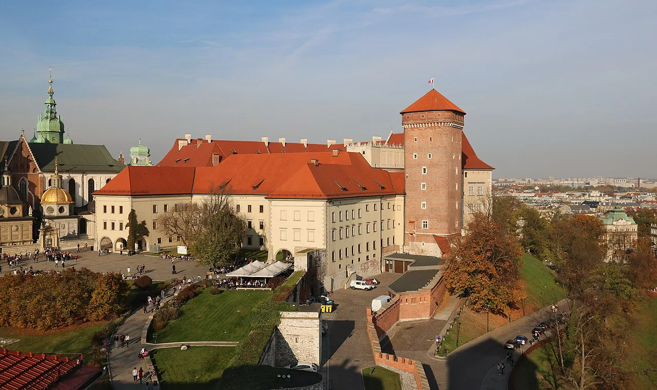 Wawel Castle in Kraków, seen from the Sandomierska Tower.