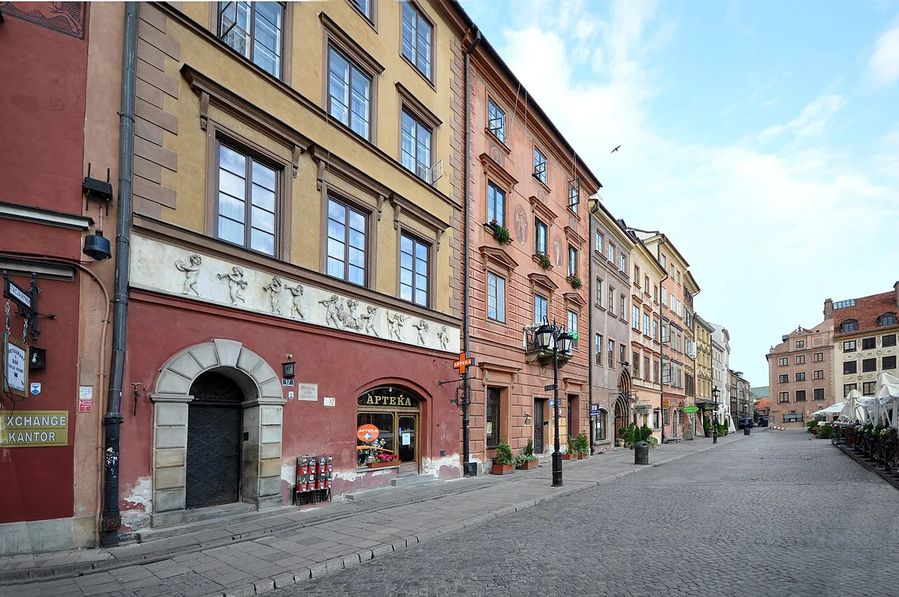 Colourful townhouses on Warsaw's Old Town Market Place.