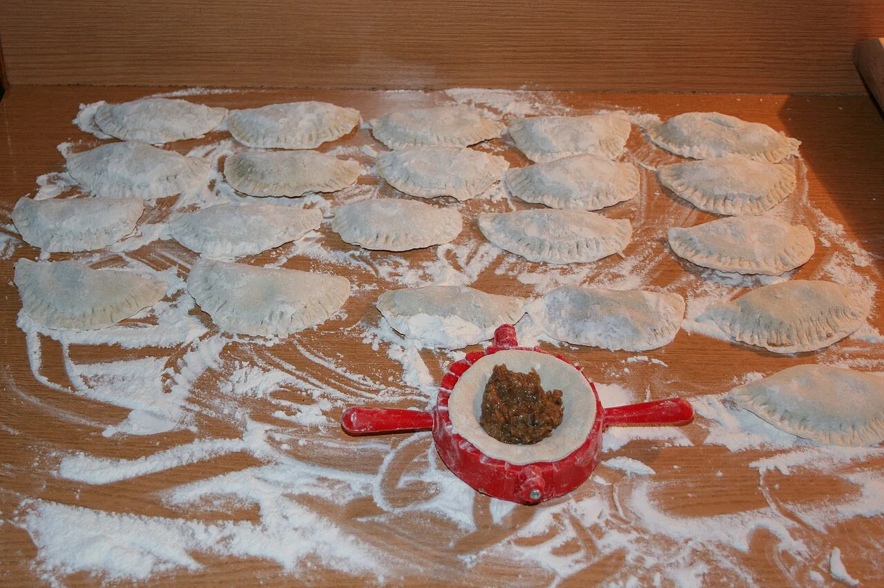 Pierogi being made by hand in Gniezno.