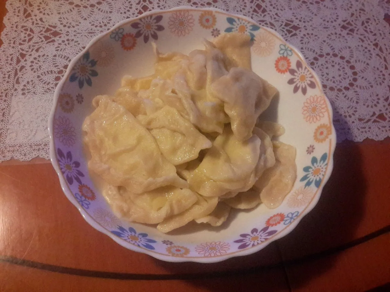 Polish pierogi in a dish.