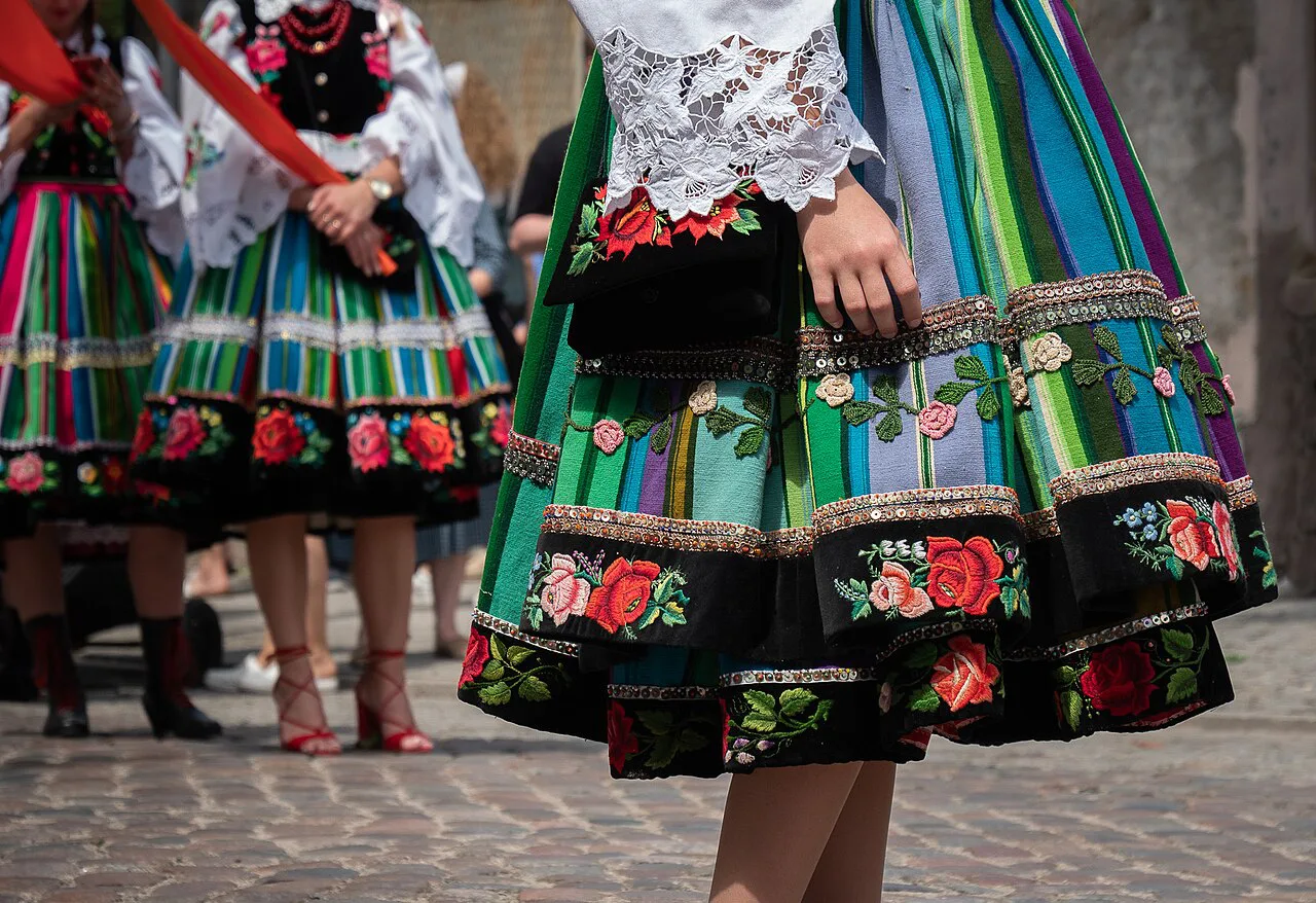 Traditional Łowicz folk costumes.