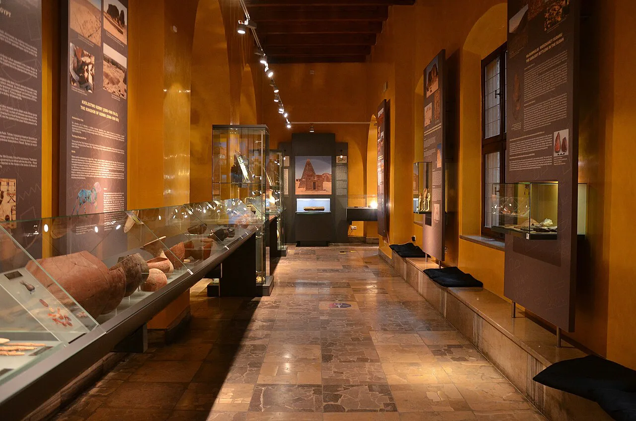An exhibition gallery at the Poznań Archaeological Museum.