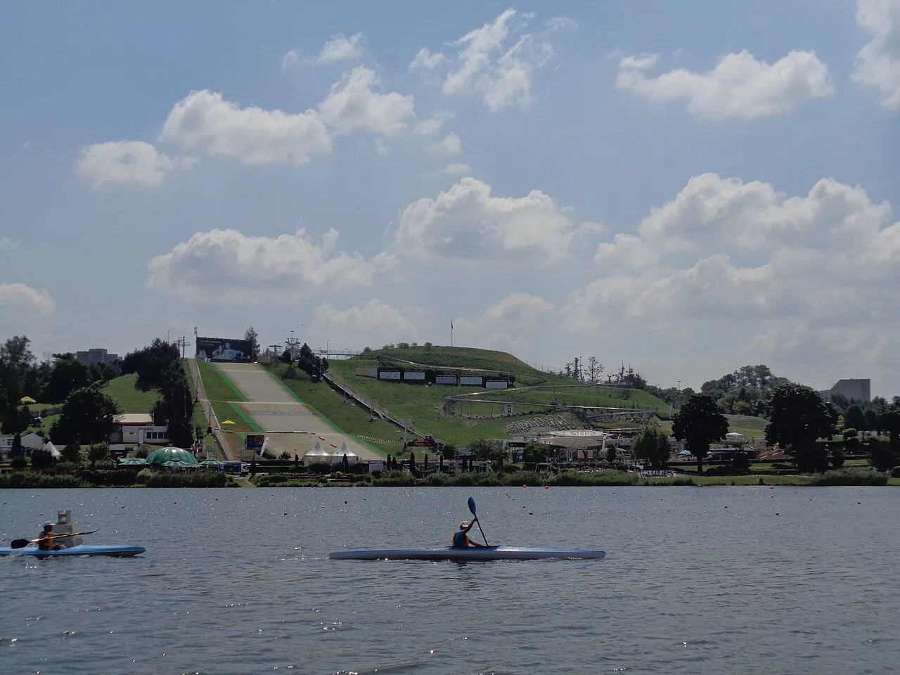 Canoeists on Lake Malta in Poznań.