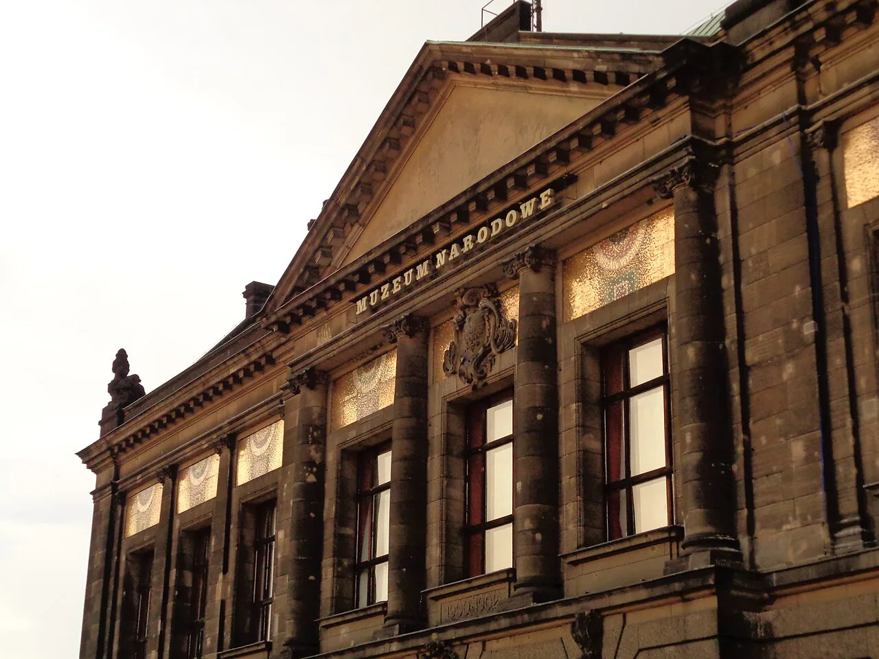 The top of the National Museum building in Poznań.