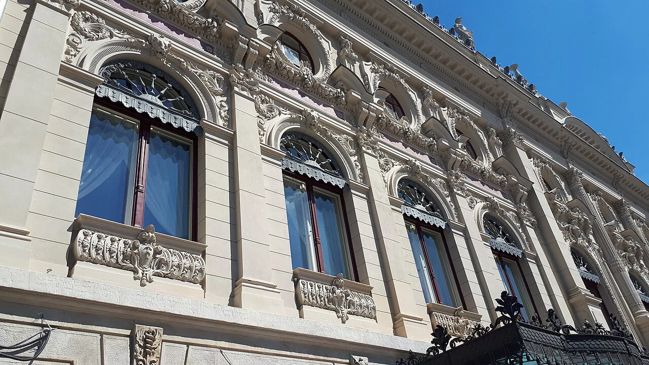 Ornate facade detail of Izrael Poznański's Palace in Łódź.