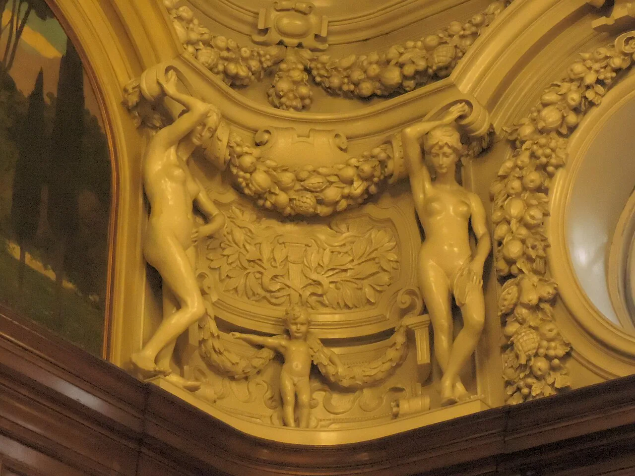 A decorated room ceiling in Izrael Poznański's Palace in Łódź.